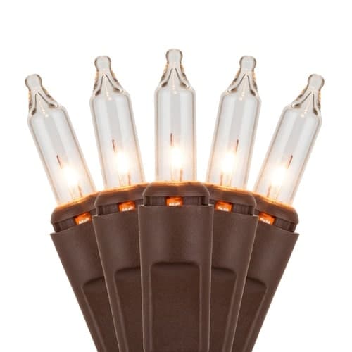 50 Light Set 6″ Spacing – Brown Wire, Clear