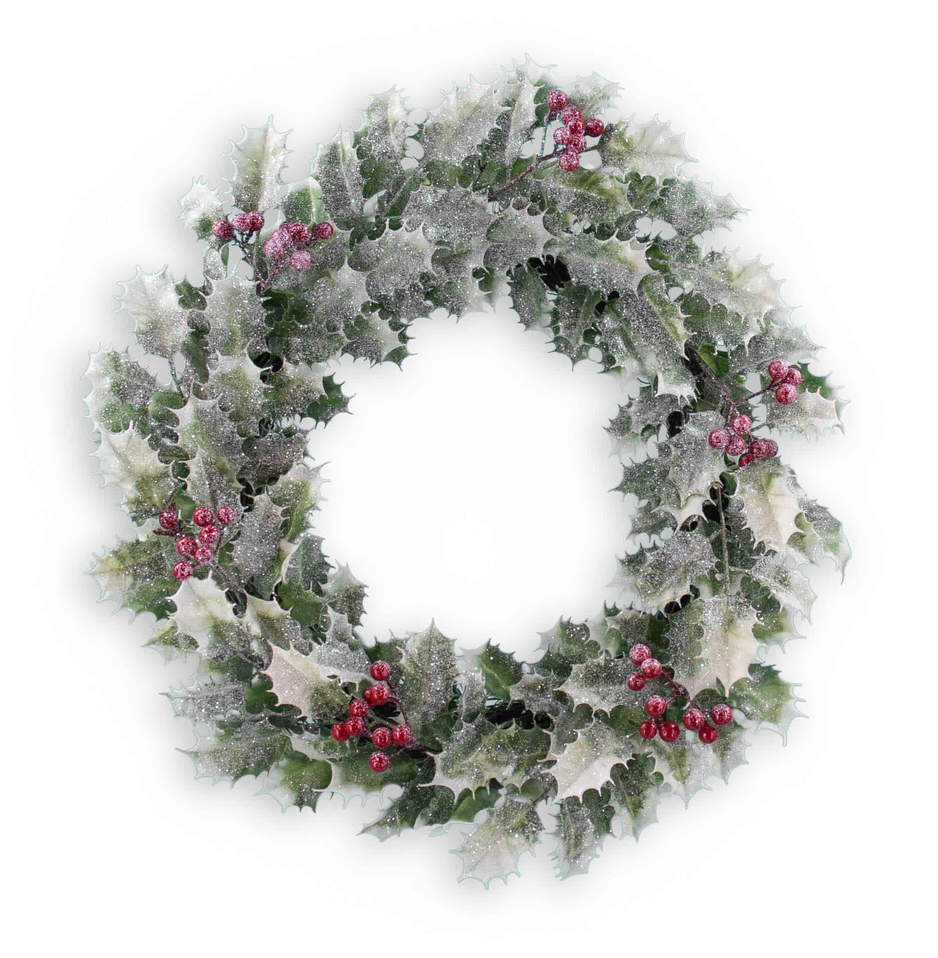 22″ Glittered Holly Berry Wreath