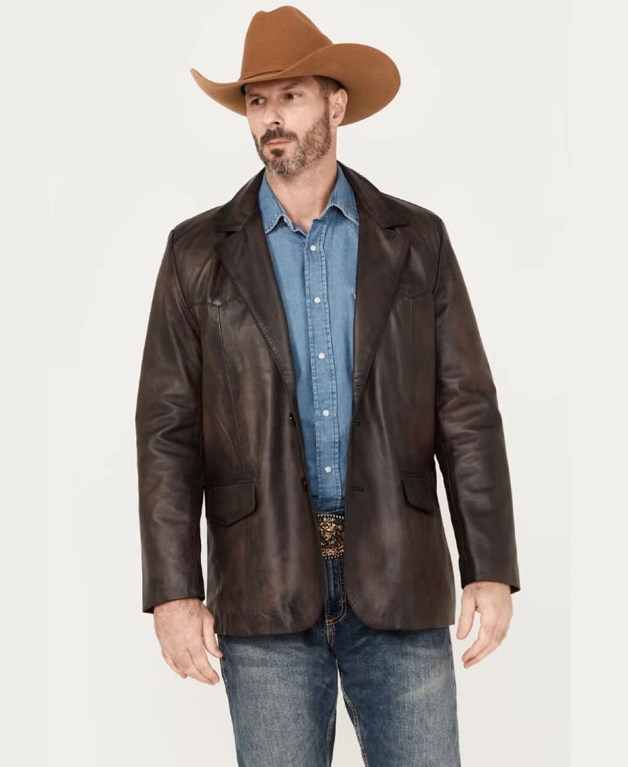 Rugged Heritage Men’s Brown Leather Blazer
