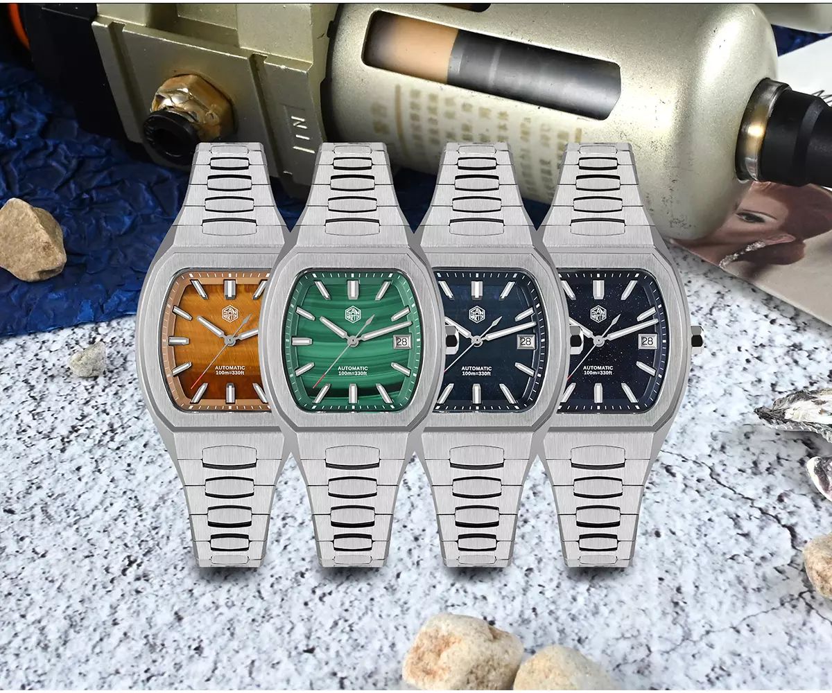 San Martin New SN0145-G 39.5mm Barrel Shape Case Luxury Men’s Business Dress Watch PT5000 Automatic Mechanical Waterproof 100m Luminous Stone Dial
