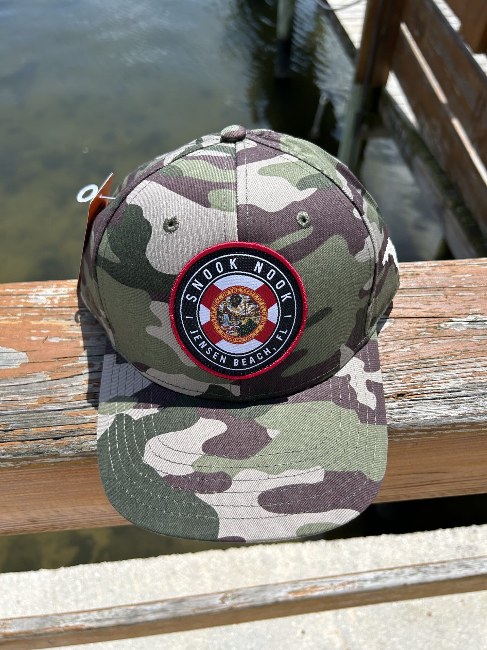 Snook Nook Florida Flag Circle Patch Snap Back Hat