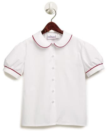 Short Sleeve Piped Broadcloth Blouse (Elderwear)