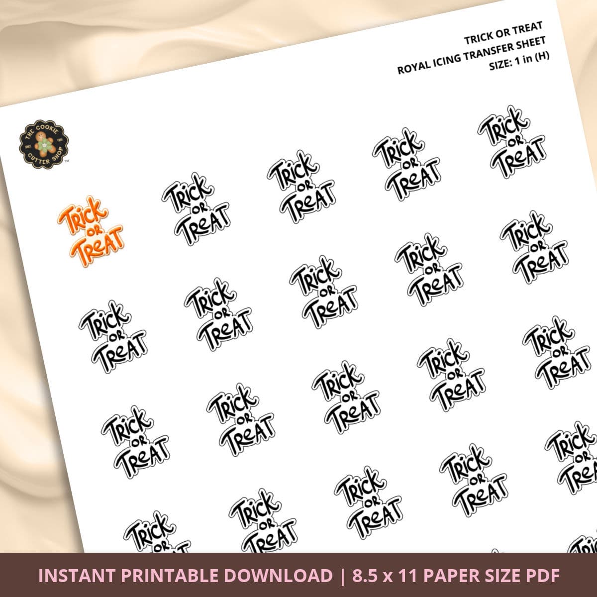 Trick or Treat Royal Icing Transfer (4 sizes) Digital Download