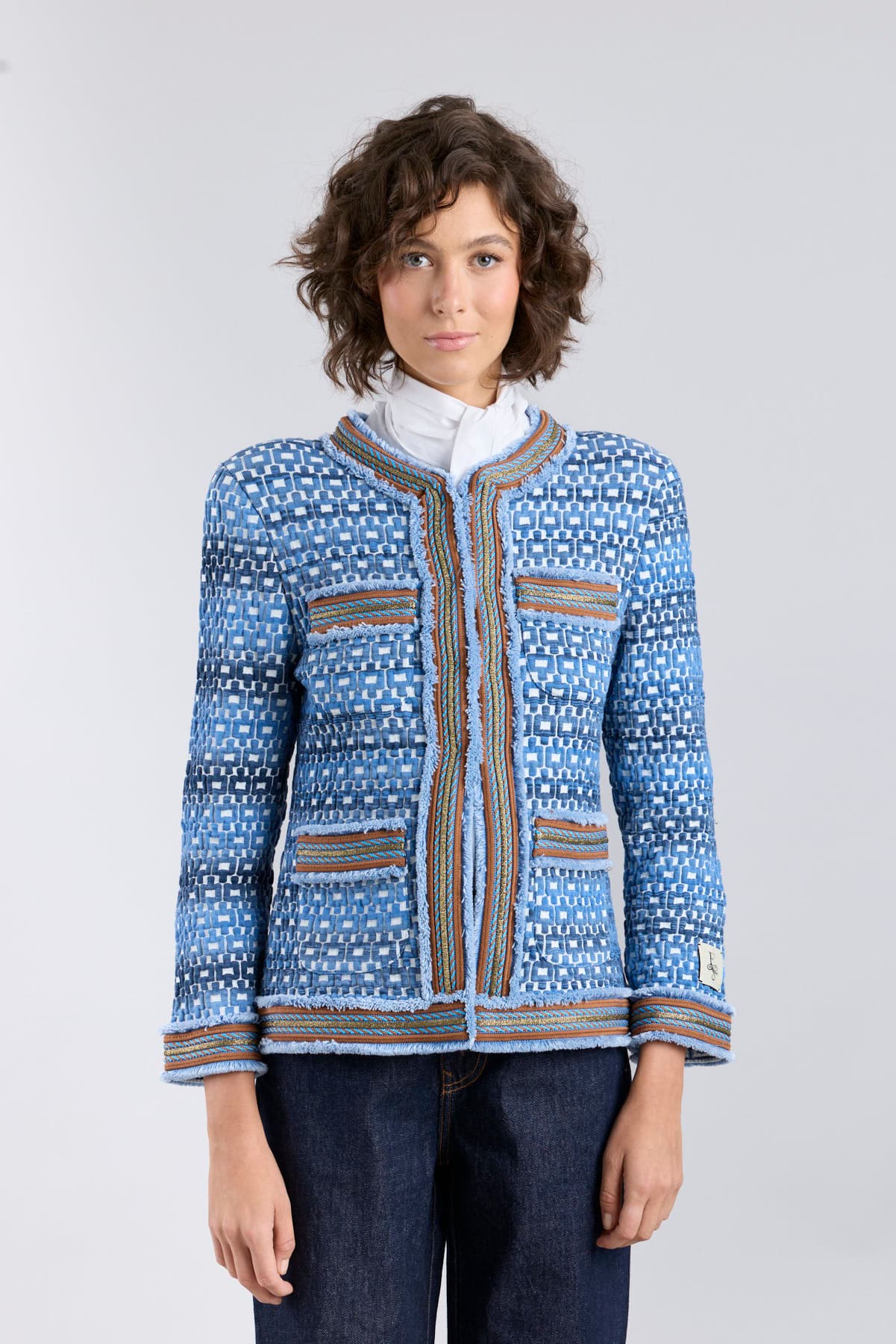Tedy Textured Blue Knit Jacket – Limited Edition