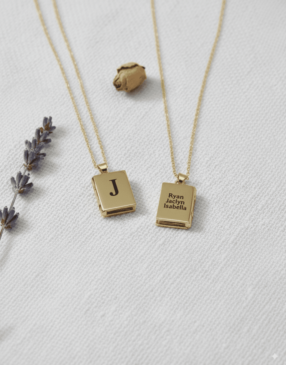 Gold-Filled Rectangle Locket Necklace