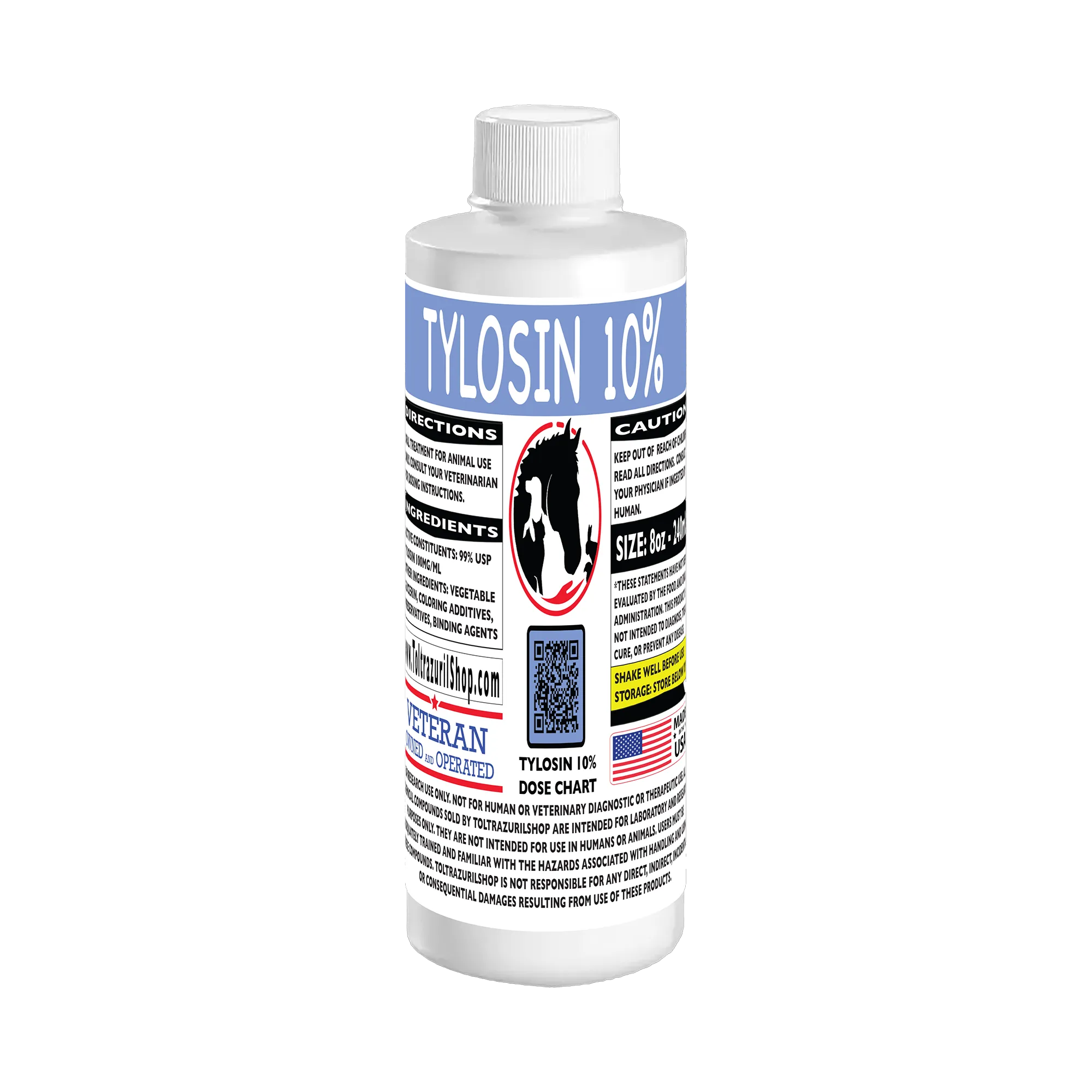 Tylosin 10% – 100mg/mL Liquid Solution