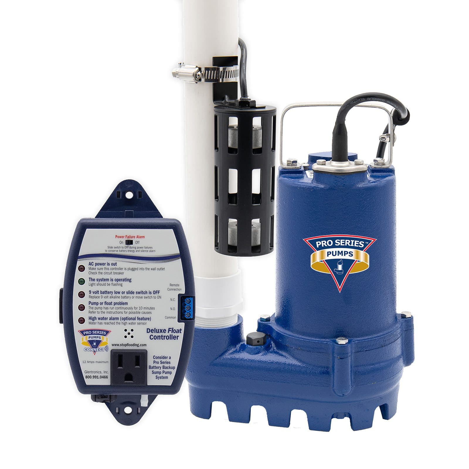 Pro Series 1/3HP Sump Pump (Cast Iron, Dual Float Switch, Deluxe Controller)