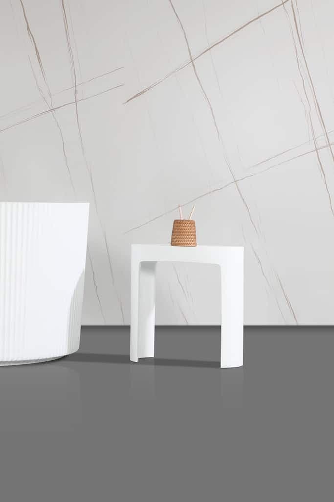 True Solid Surface Bath Stools – Matte White Interior & Exterior 19.63” x 9.84” x 16.9”