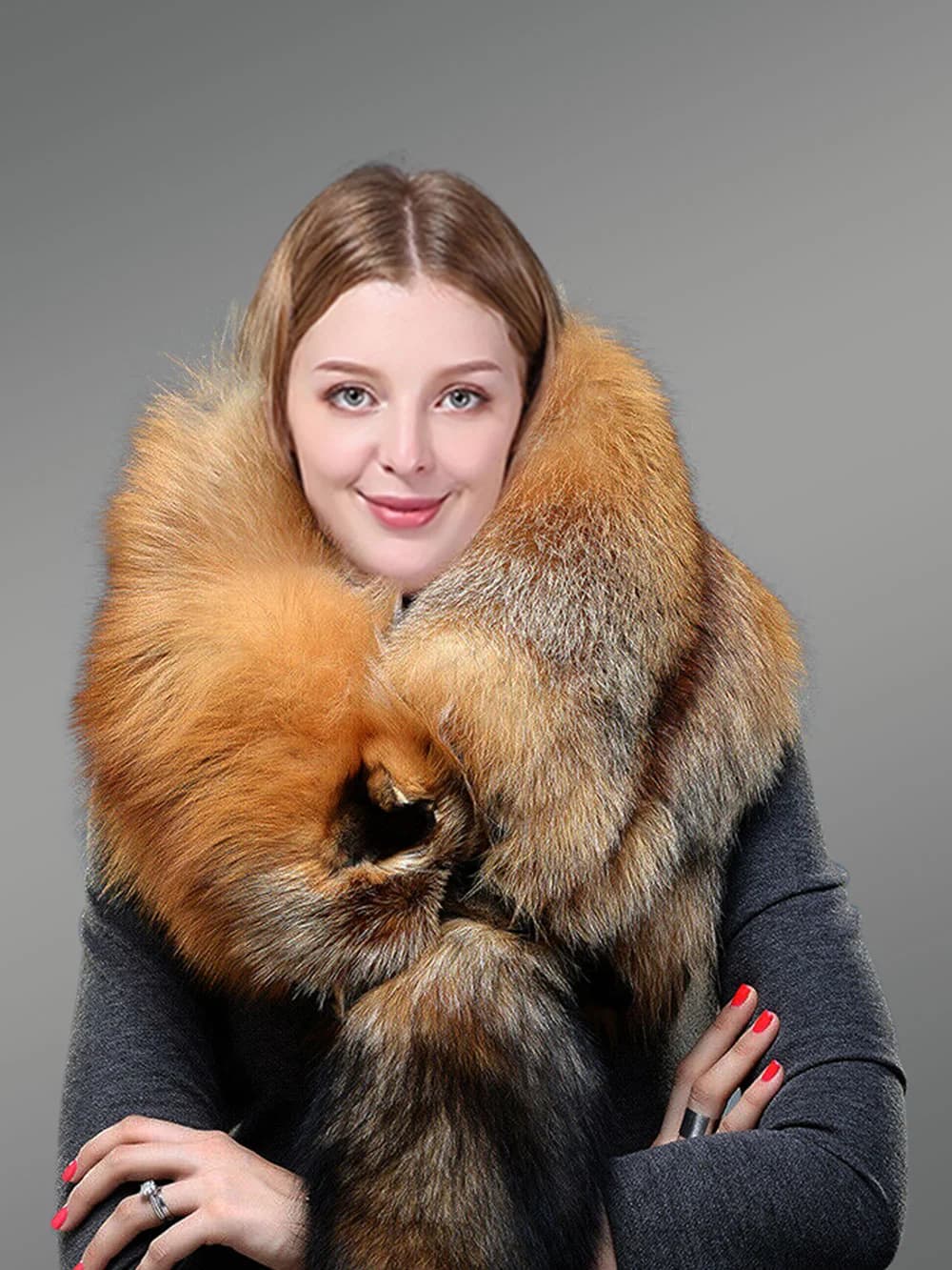 Women’s Real Red Fox Fur Collar Scarf