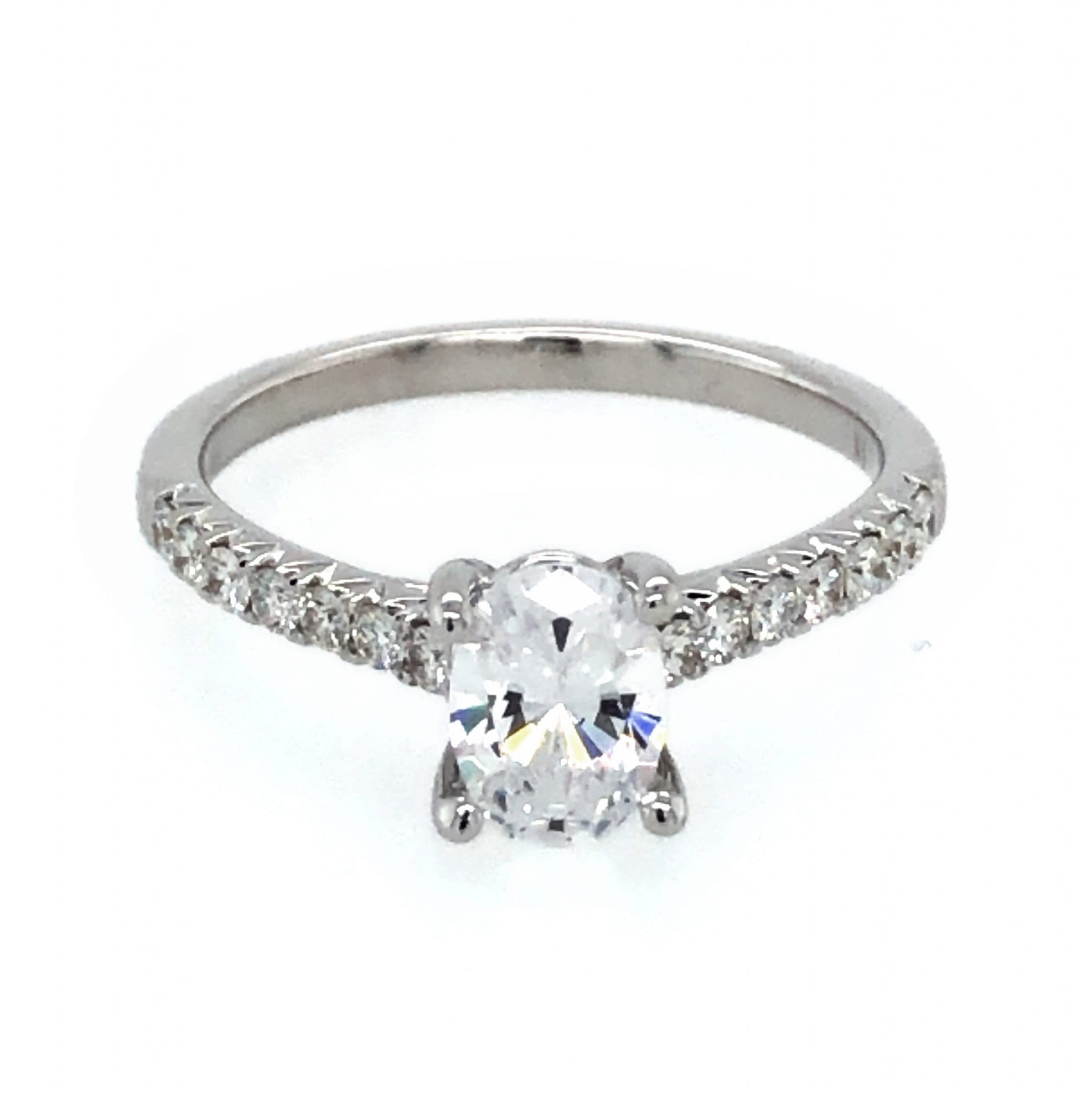WHITE GOLD DIAMOND RING MOUNTING FOR OVAL CENTER