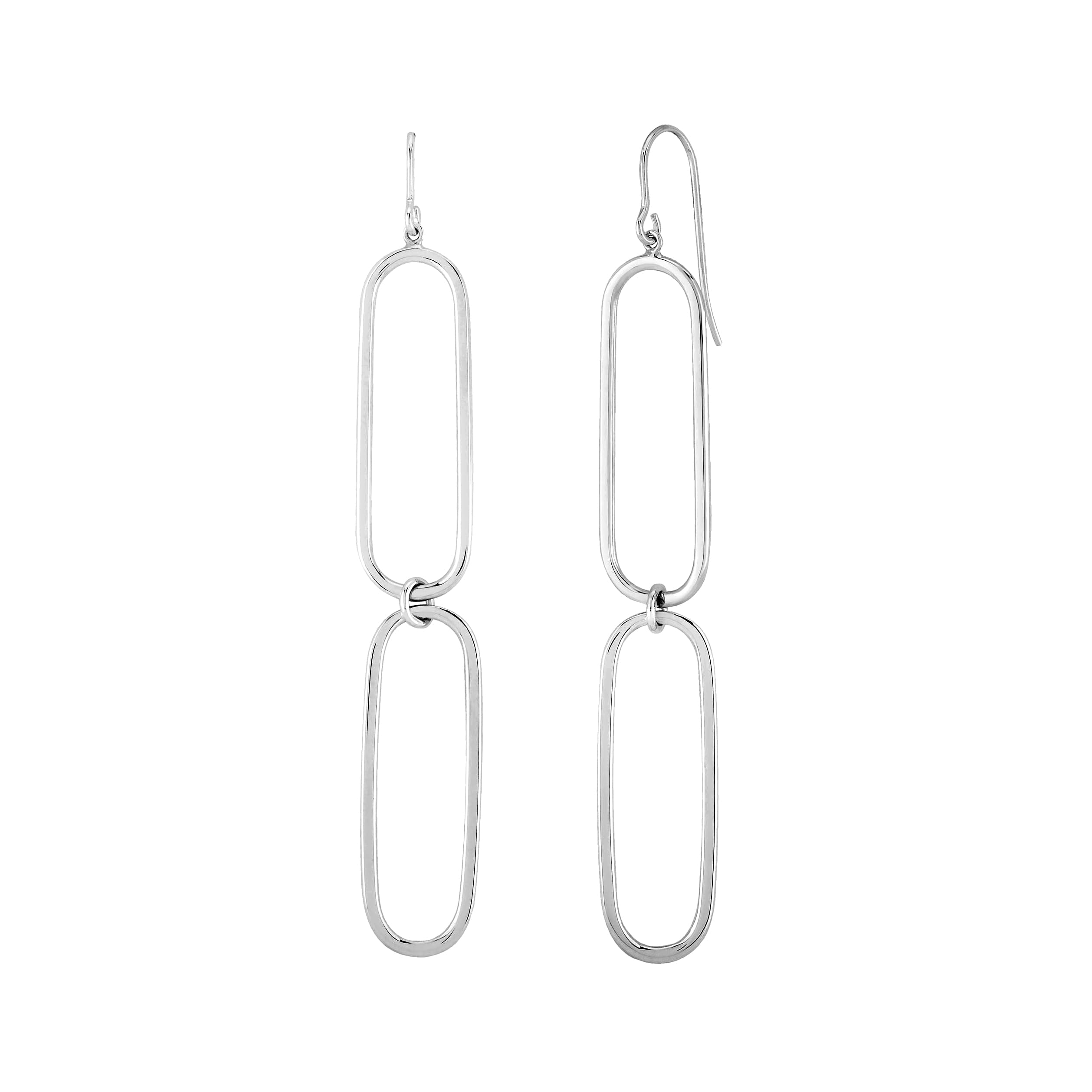 STERLING SILVER PAPER CLIP DANGLE EARRINGS