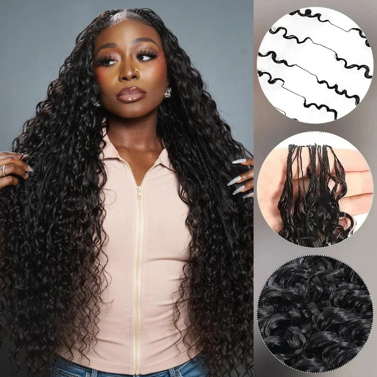 Summer Vibe Indian Curly Passion Wave Feather Crochet Human Hair Extensions Pre-Separated Reusable Miracle Knots Boho Braiding Hair