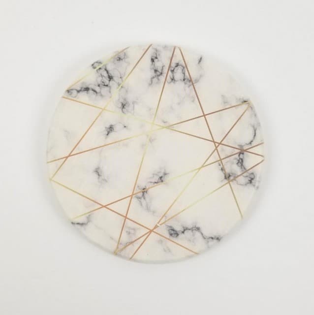 Absorbent Coasters For Drinks, Round, Geometric Lines Pattern