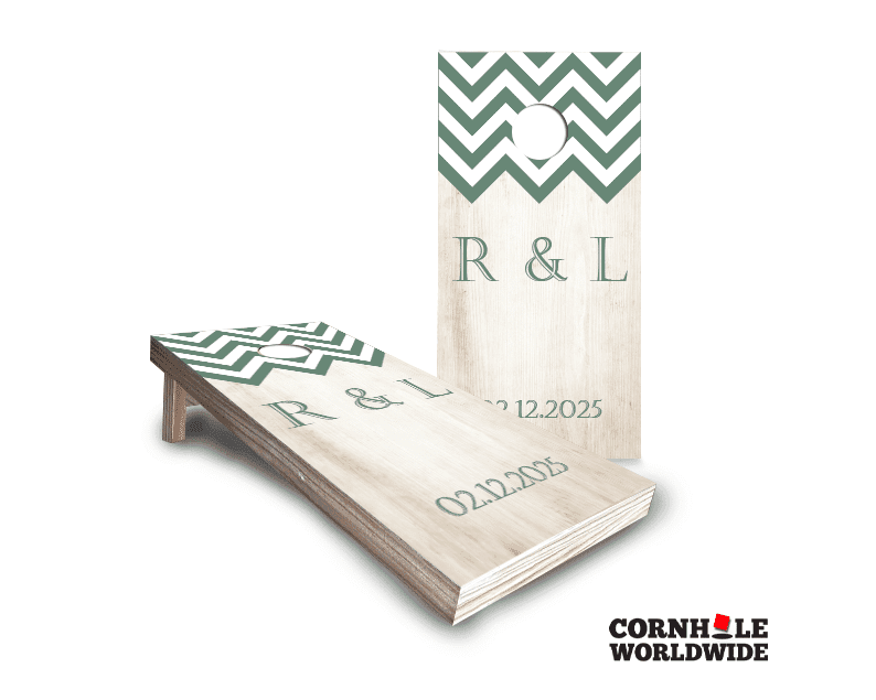 Chevron Initials And Date Cornhole Game