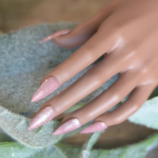 Pink Shimmer Nails, Various Sizes