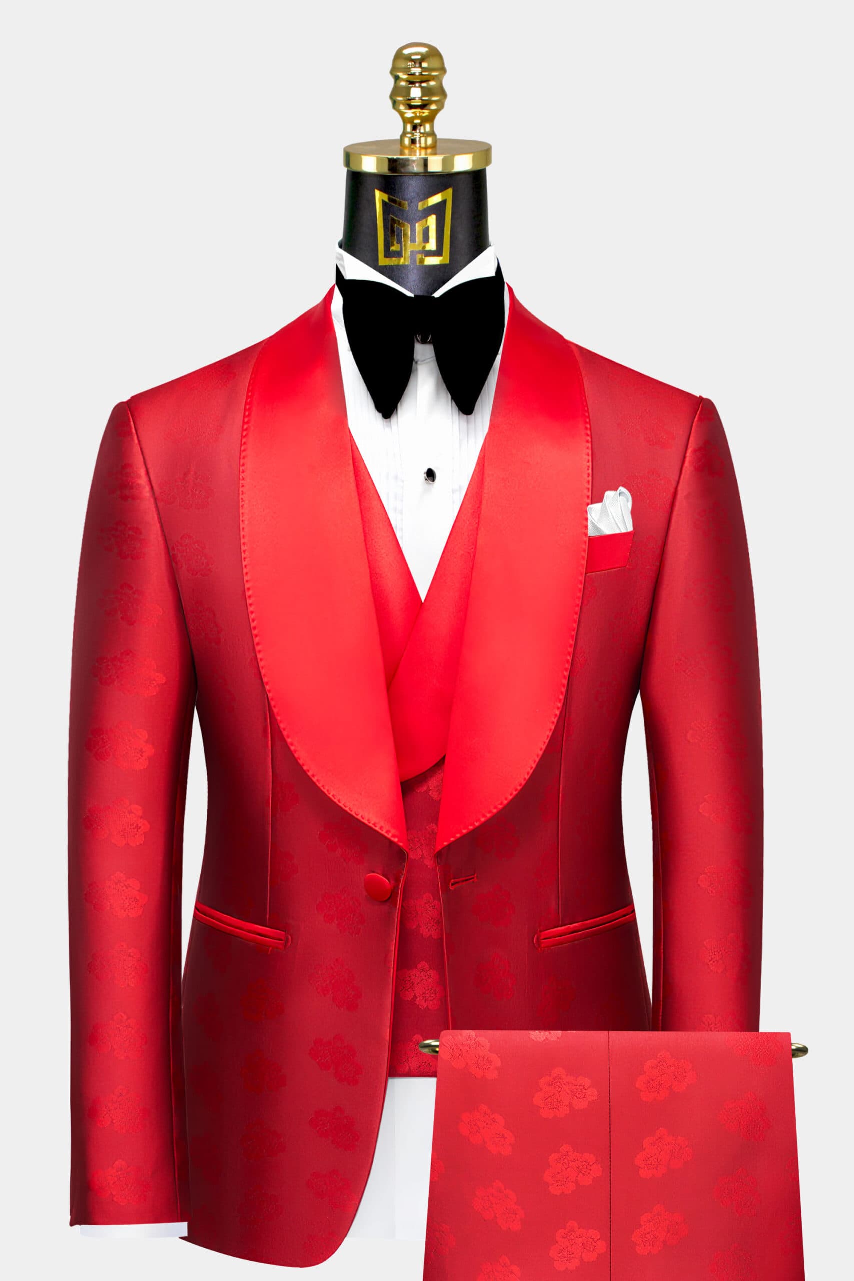 Floral All Red Tuxedo – 3 Piece