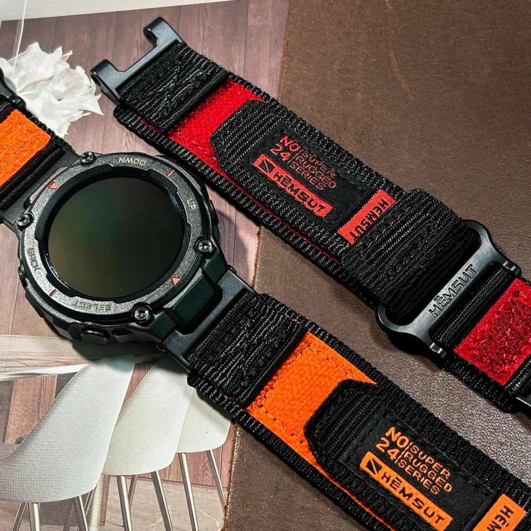 Red Rainbow Rugged Nylon straps for Amazfit TRex