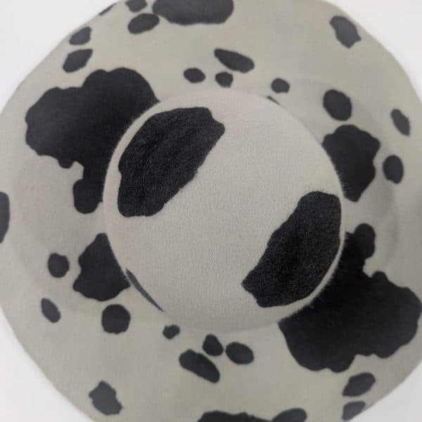 Black/Alabaster Wool Cow Print Capeline