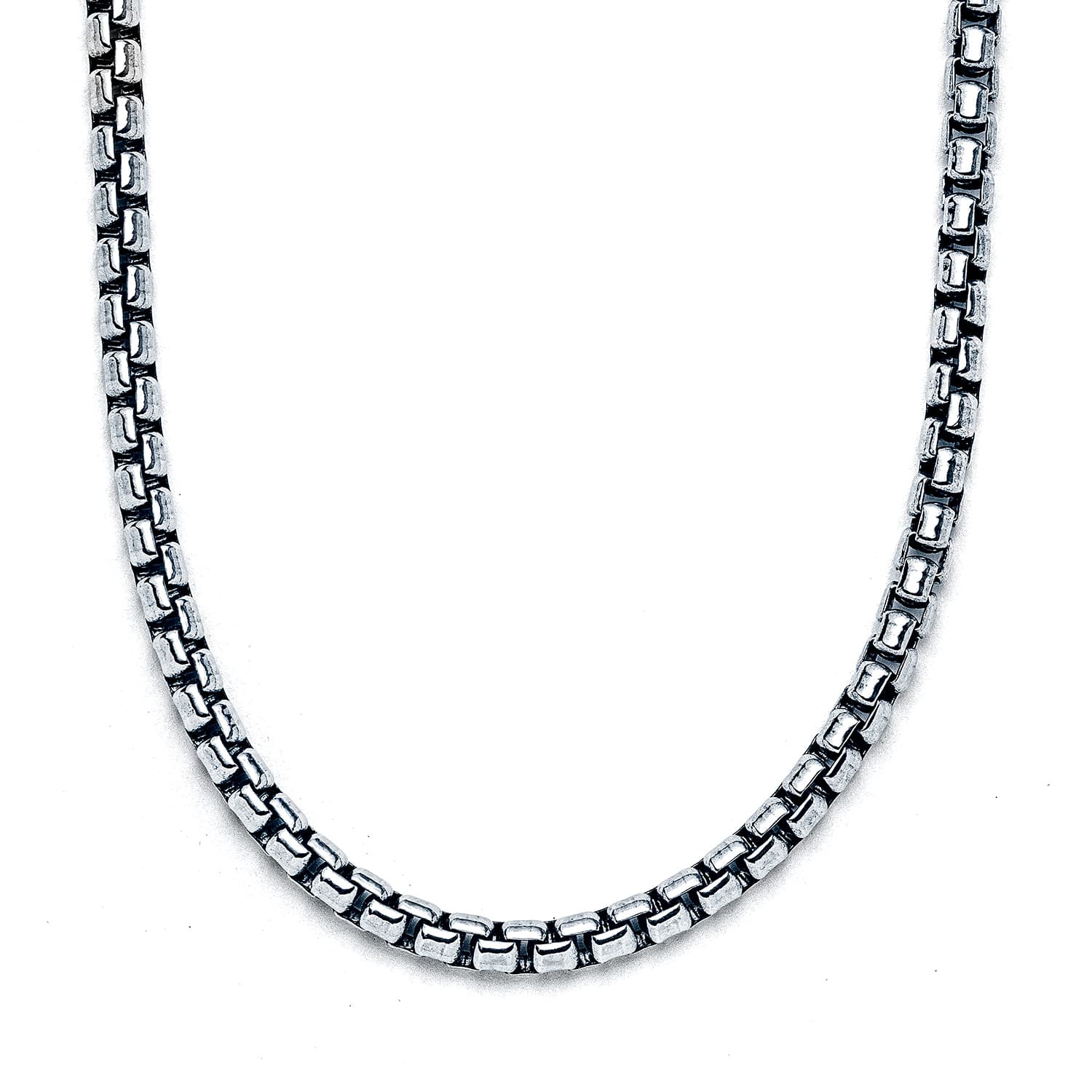 2.50mm Oxidized Rounded Box Chain Necklace