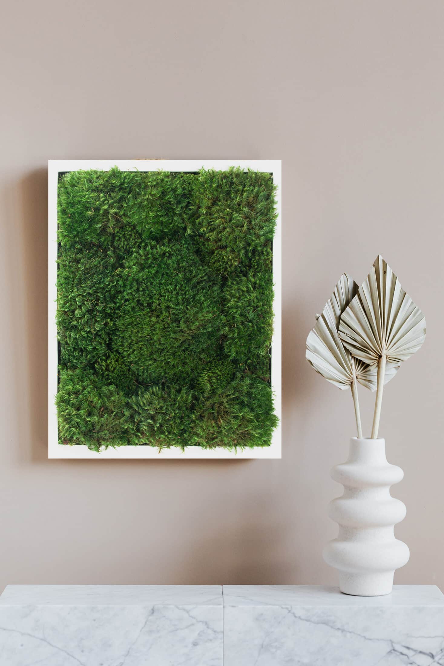 Live Mood Moss Wall Art in White, 11″x14″