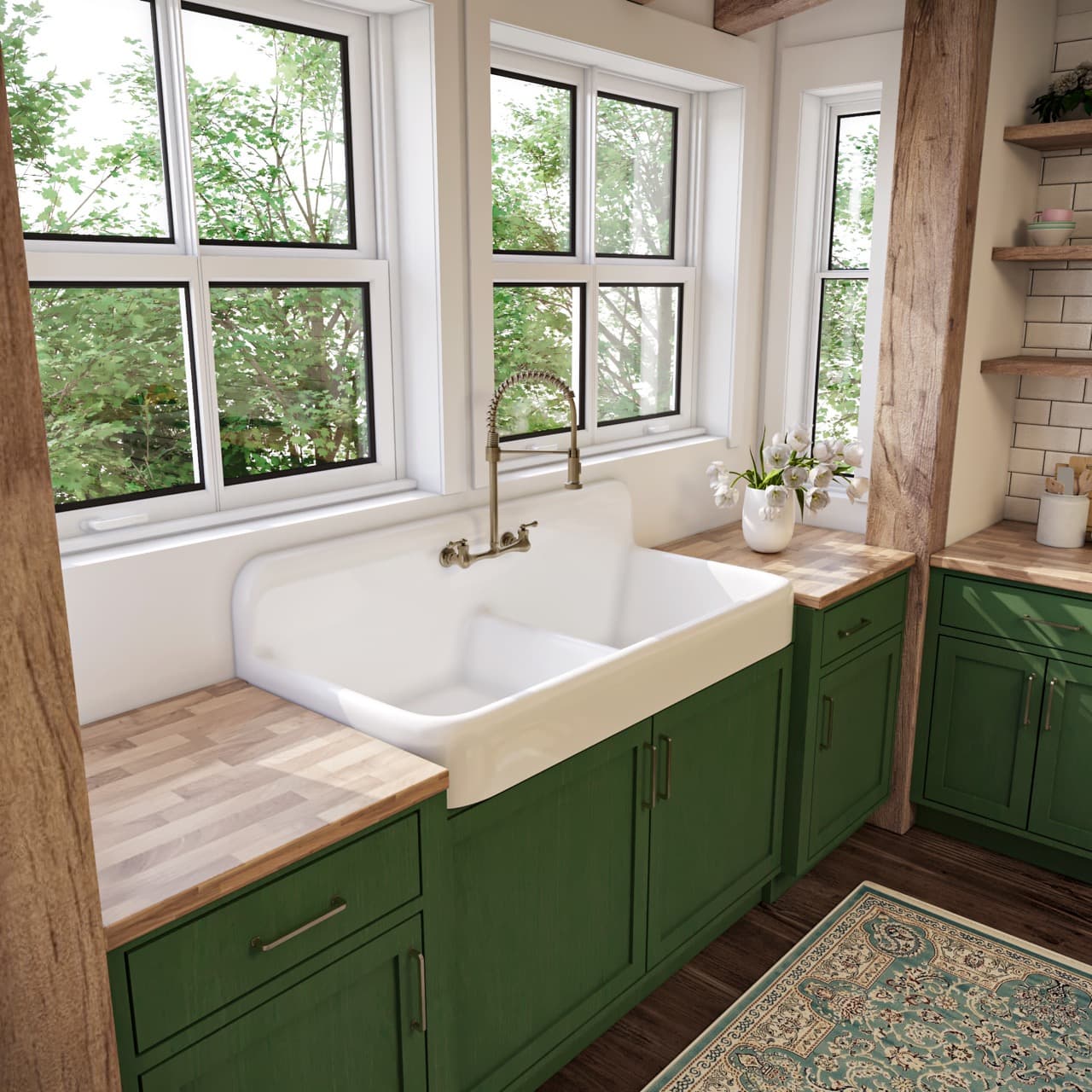 Large Double Basin High Back Farmhouse Style Sink With Apron Front- Model #DBA5124