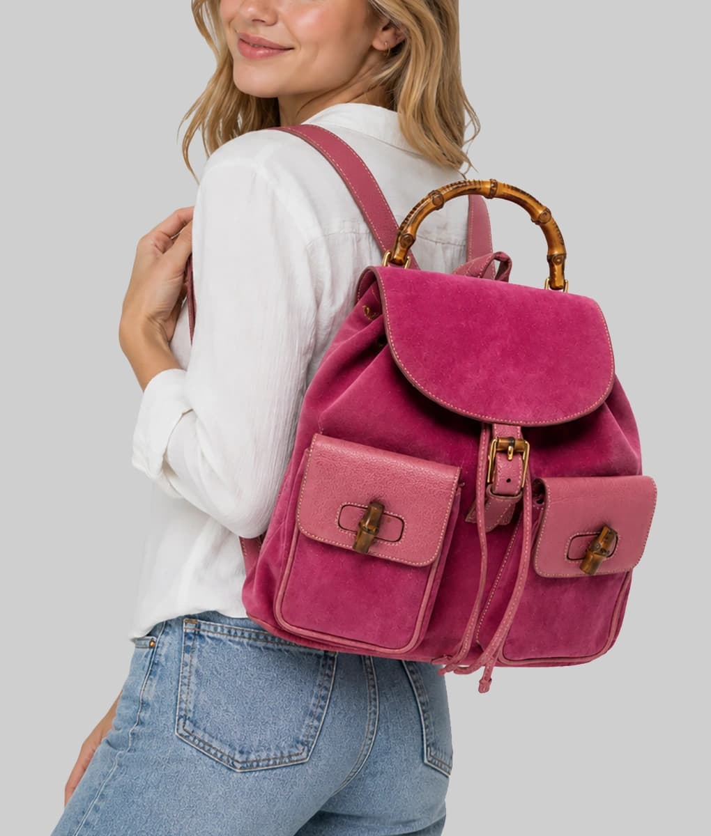 Elle Lexi Minetree Pink Suede Backpack