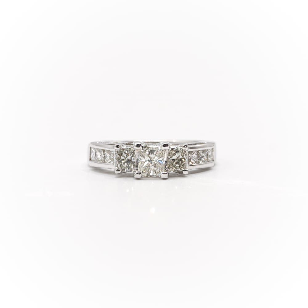 Three Stone Radiant Diamond Engagement Ring