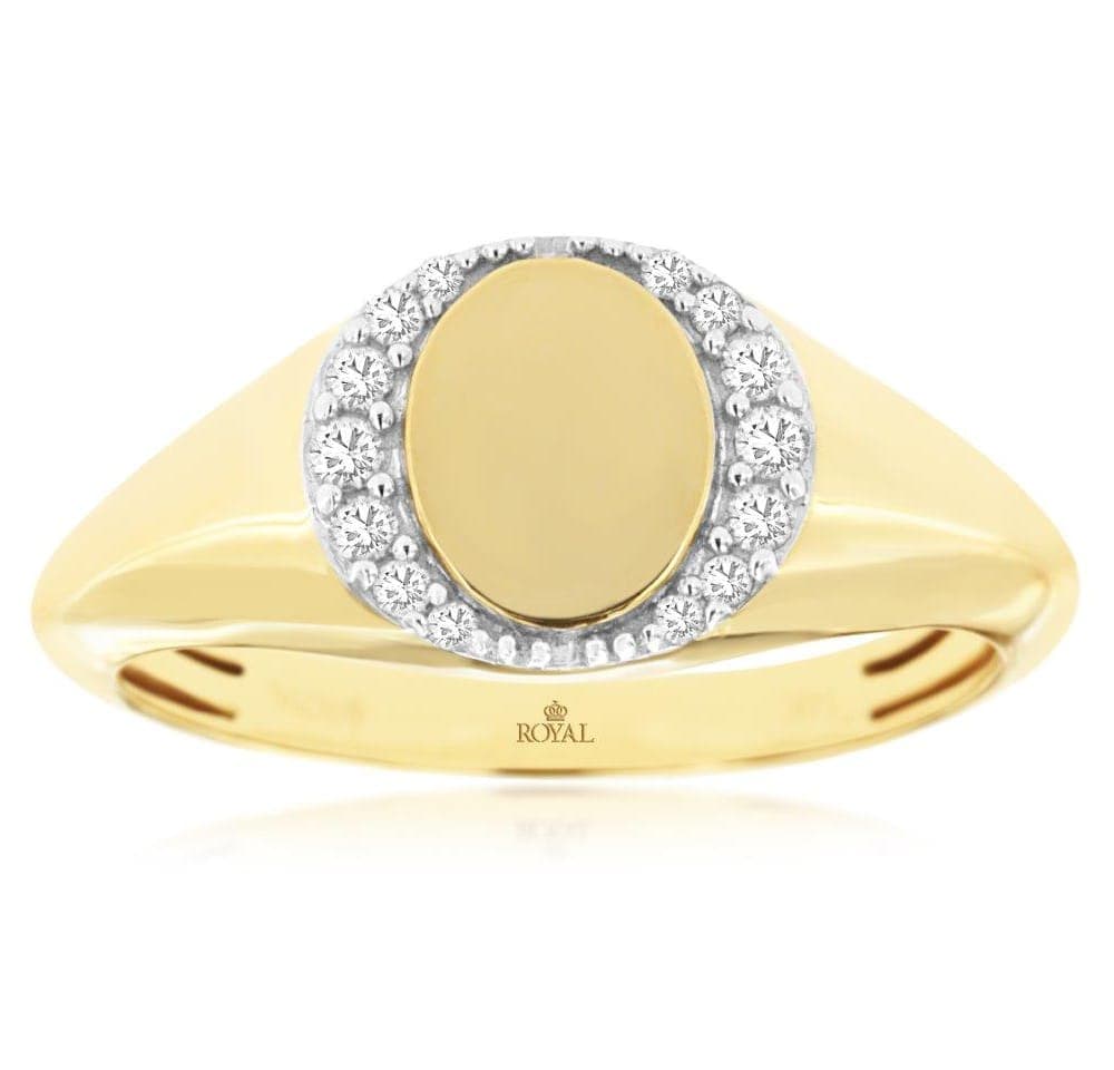 Diamond Oval Signet Ring