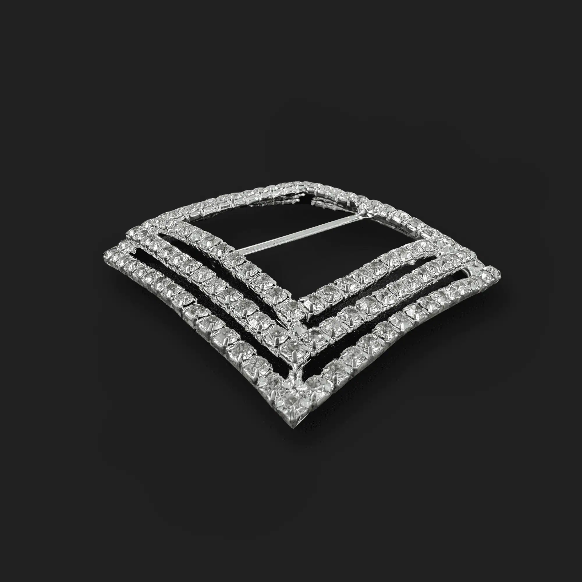 Curved Rhinestone Buckle – 2.5″