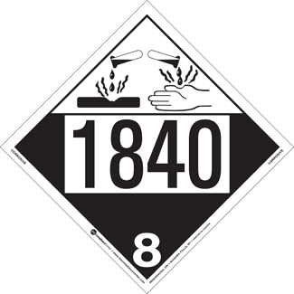 UN 1840, Hazard Class 8 – Corrosive, Tagboard