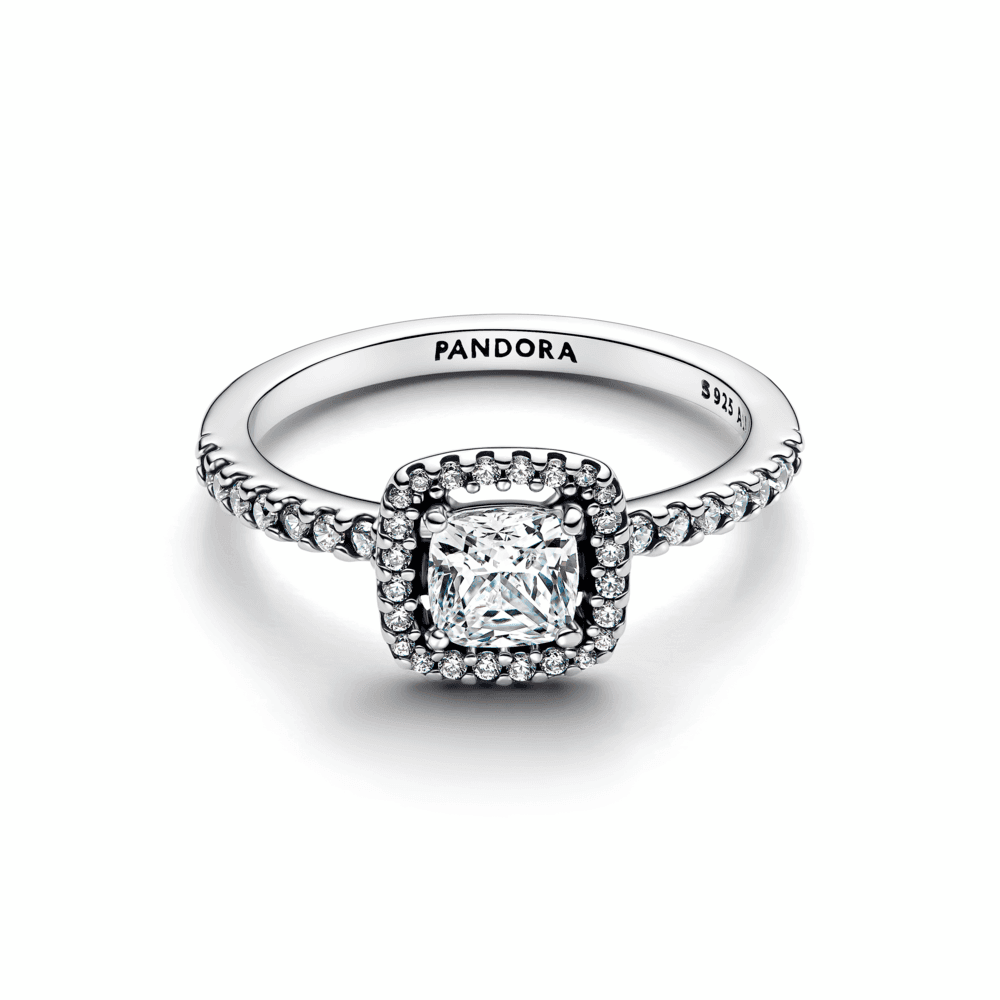 Sparkling Square Halo Ring