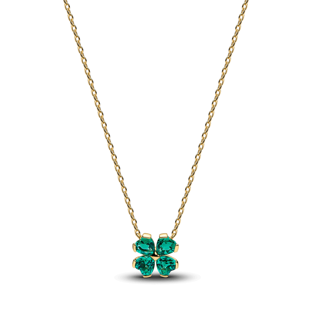 Green Lucky Clover Pendant Necklace