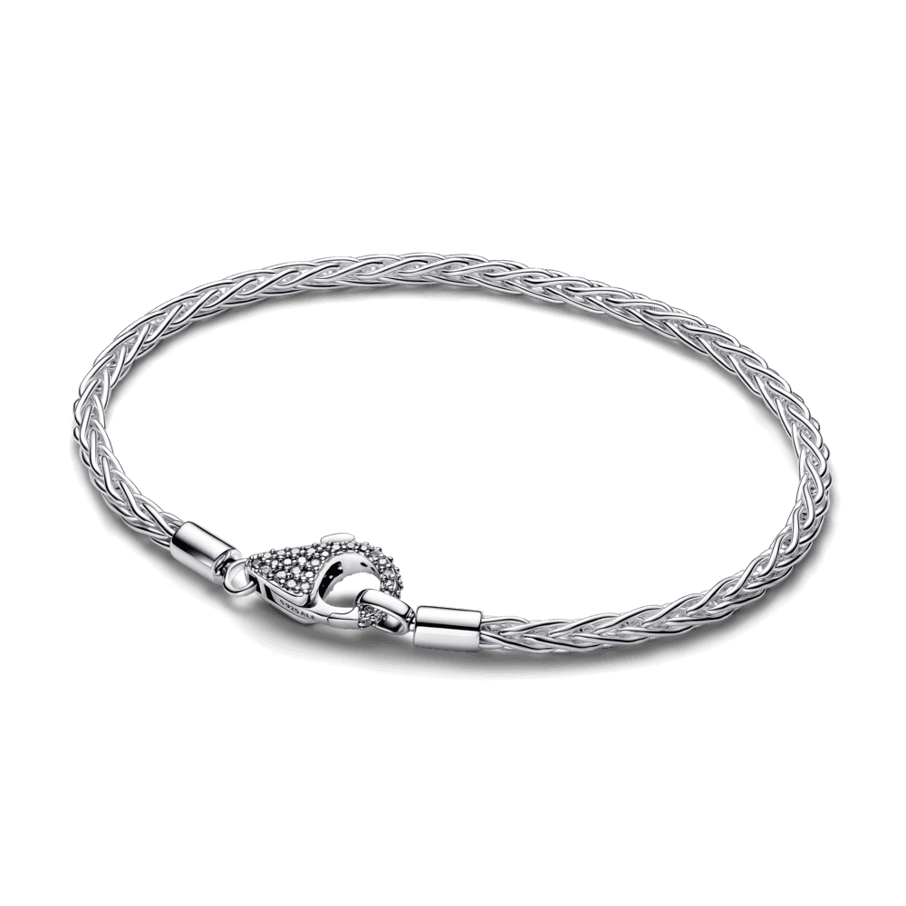 Pave Clasp Foxtail Chain Charm Bracelet