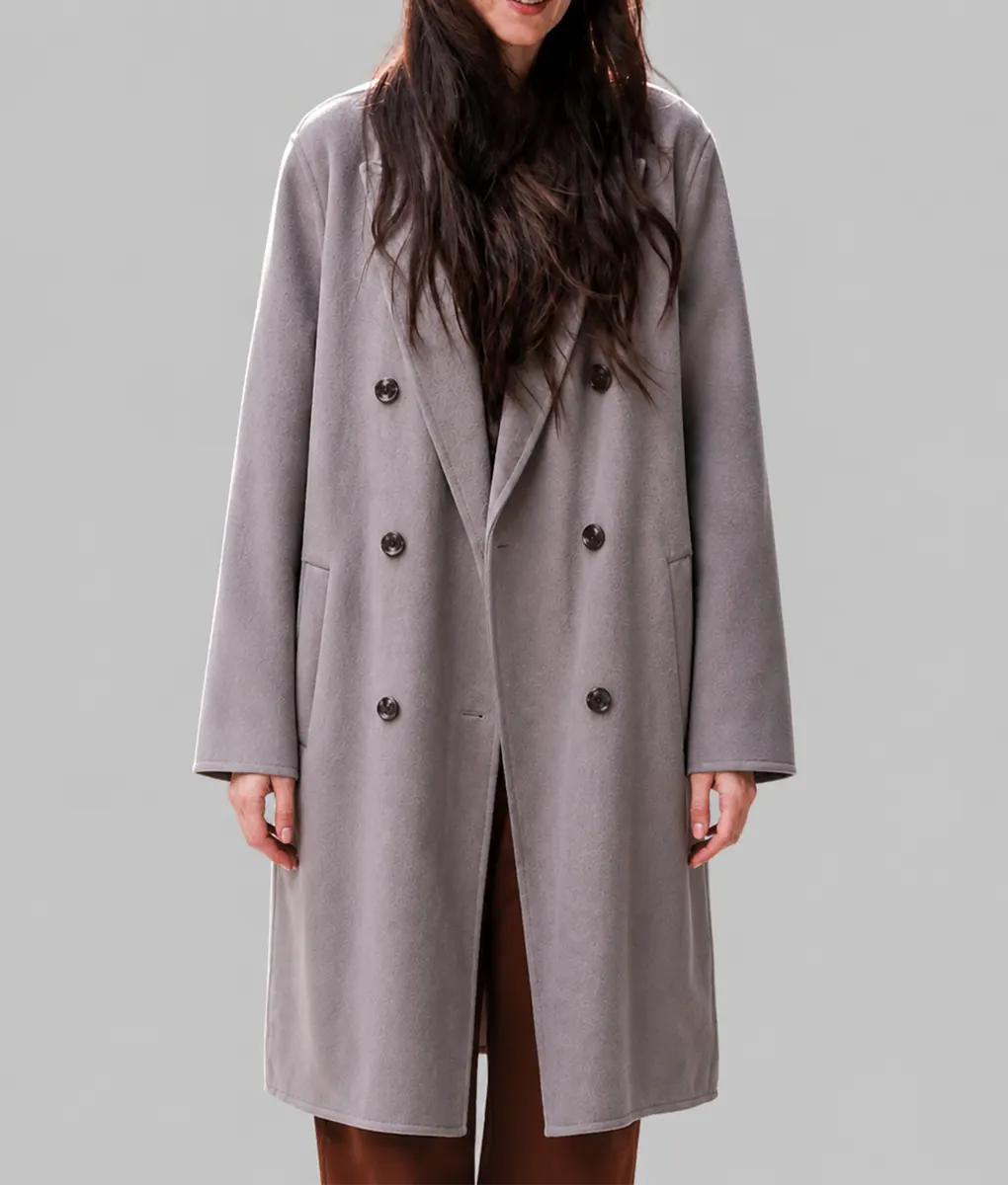 Verity Dakota Johnson Grey Wool Coat