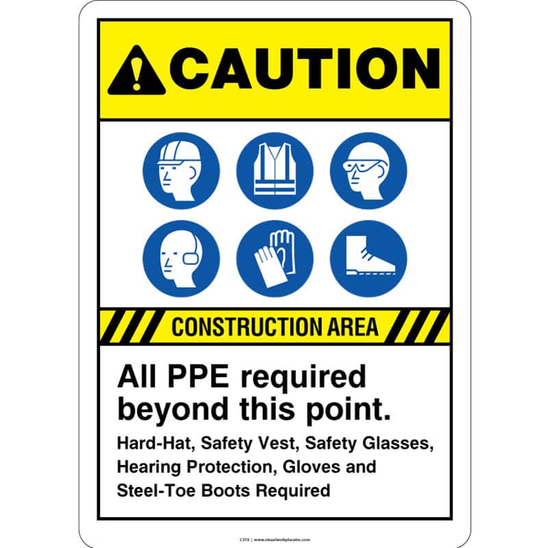 ANSI Caution: Construction Area All PPE Required