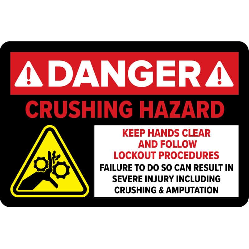 Visual Defense Decal: Up Gear Crushing Hazard