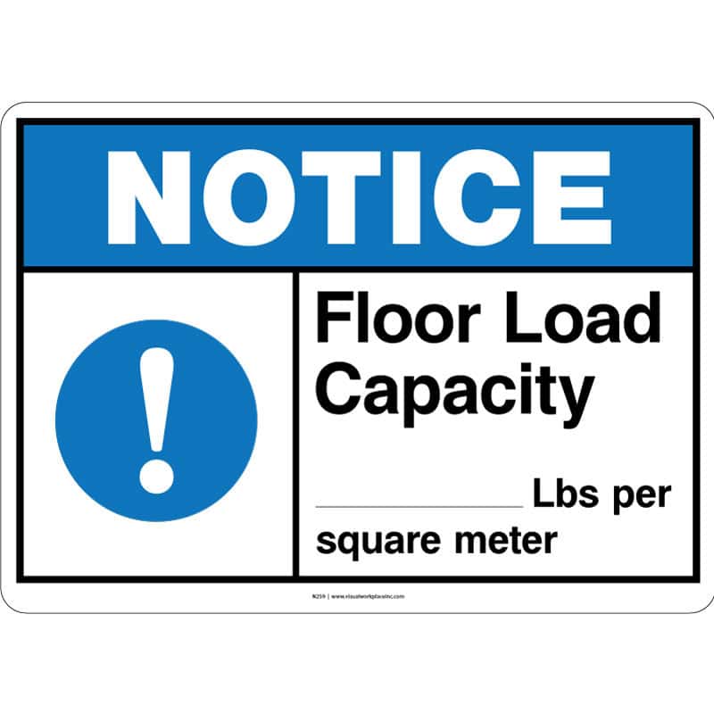 ANSI Notice: Floor Load Capacity ___ Lbs Per Sq Meter